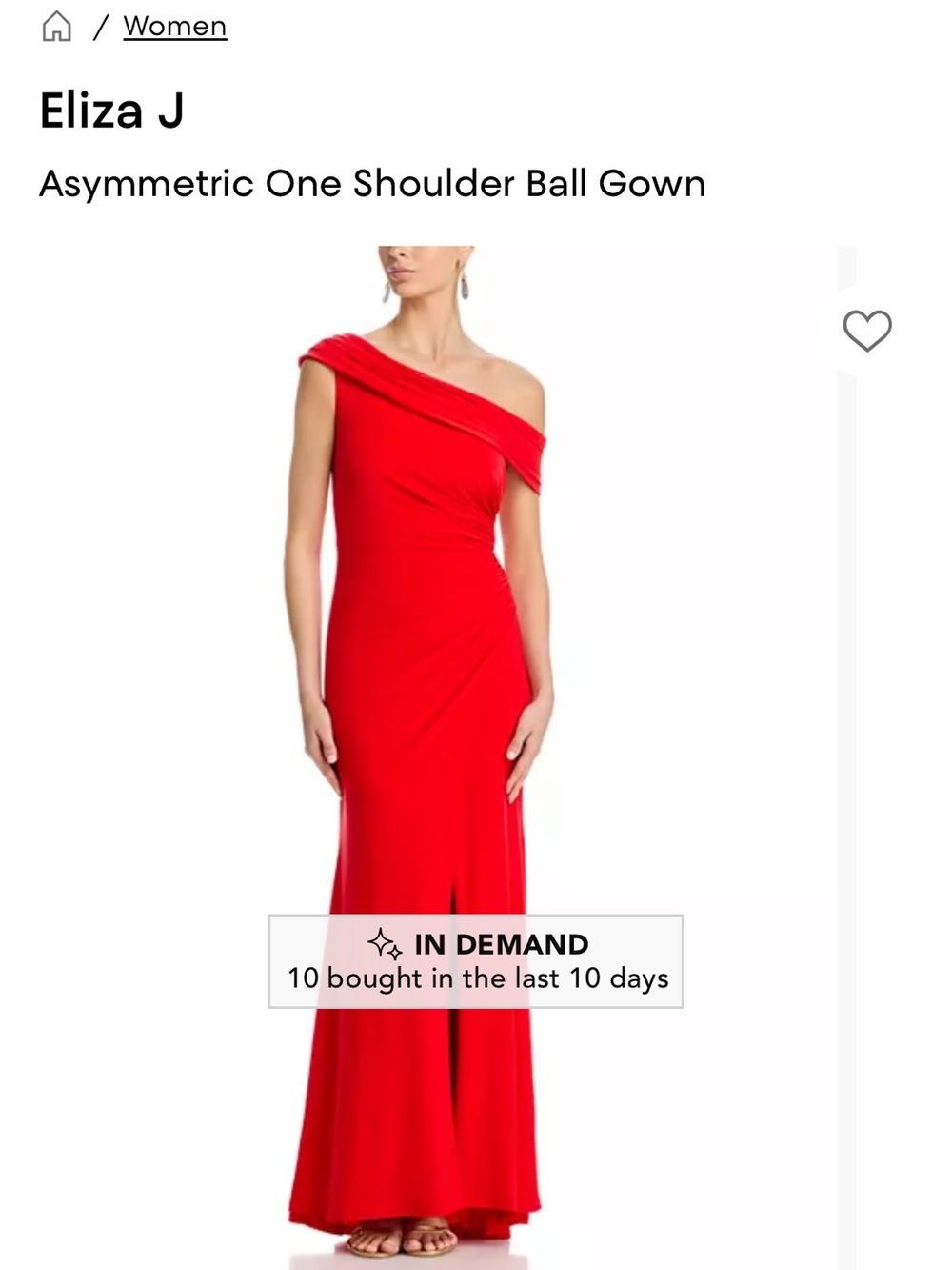 Eliza J Red One-Shoulder Asymmetric Evening Gown